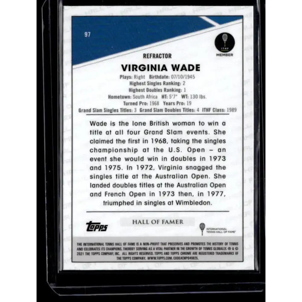 2021 Topps Chrome Refractor #97 Virginia Wade NM-MT Tennis Card - Tennis Card Single