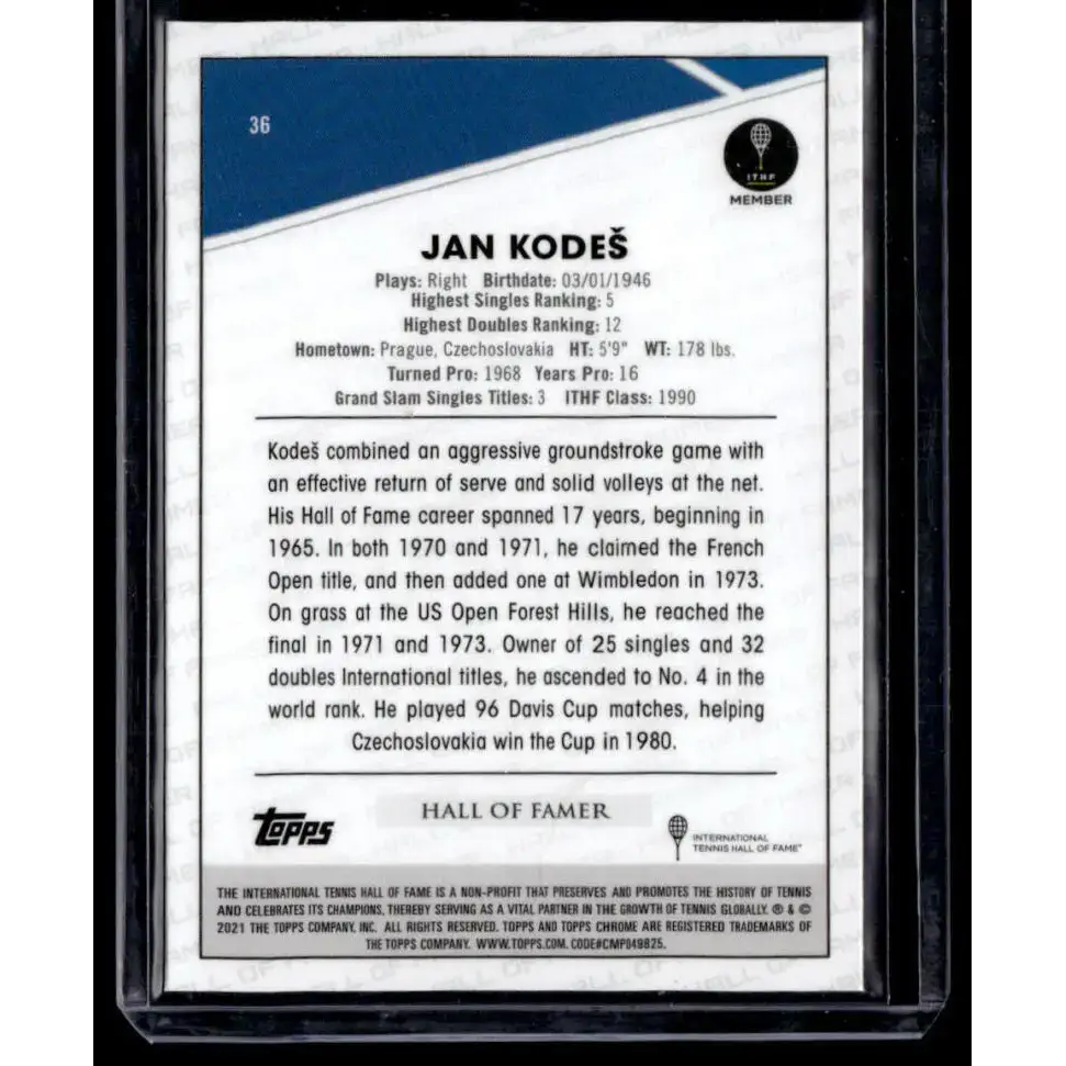 2021 Topps Chrome Refractor Black/White Mini Diamond #36 Jan Kodes NM-MT Tennis Card - Other