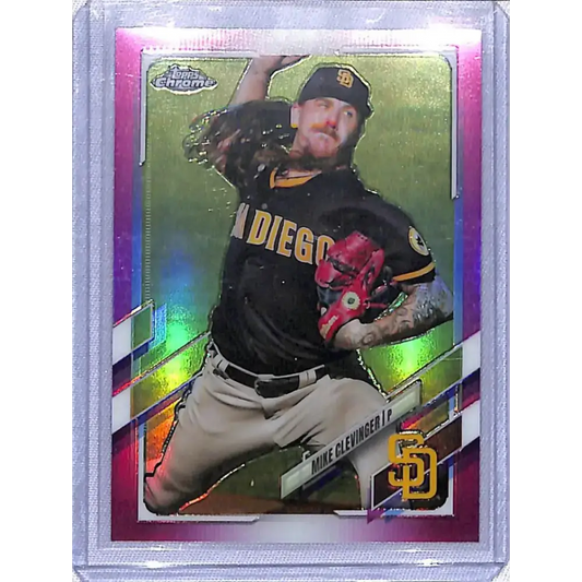 2021 Topps Chrome Refractor Pink #130 Mike Clevinger NM-MT San Diego Padres Baseball Card - Baseball Card Single