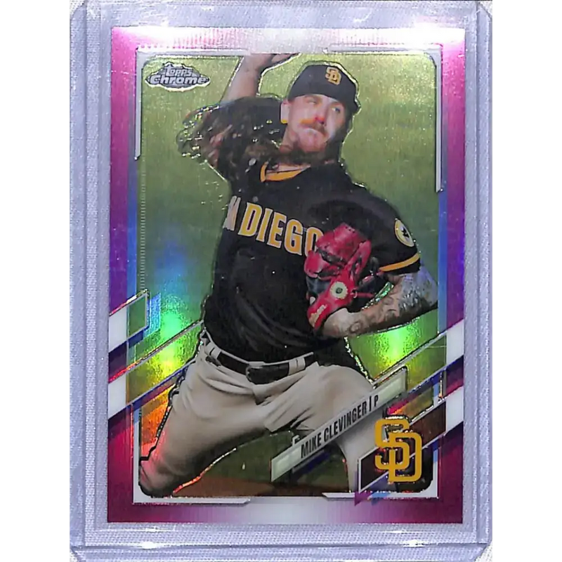 2021 Topps Chrome Refractor Pink #130 Mike Clevinger NM-MT San Diego Padres Baseball Card - Baseball Card Single