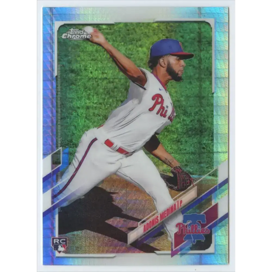 2021 Topps Chrome Refractor Prism #120 Adonis Medina NM/MT RC Rookie Philadelphia Phillies Baseball Card - Baseball