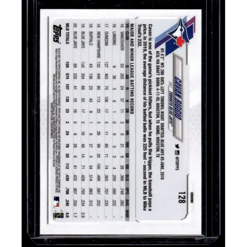 2021 Topps Chrome Refractor Prism #128 Cavan Biggio NM/MT Toronto Blue Jays Baseball Card - Baseball Card Single