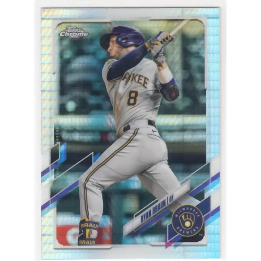 2021 Topps Chrome Refractor Prism #164 Ryan Braun NM/MT Milwaukee Brewers Baseball Card - Baseball Card Single