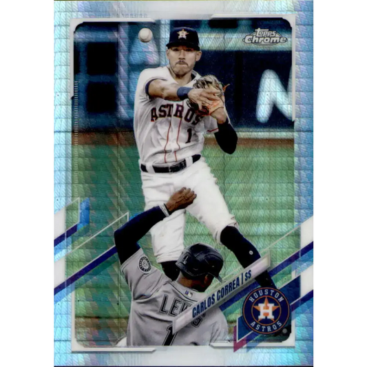2021 Topps Chrome Refractor Prism #172 Carlos Correa NM/MT Houston Astros Baseball Card - Baseball Card Single