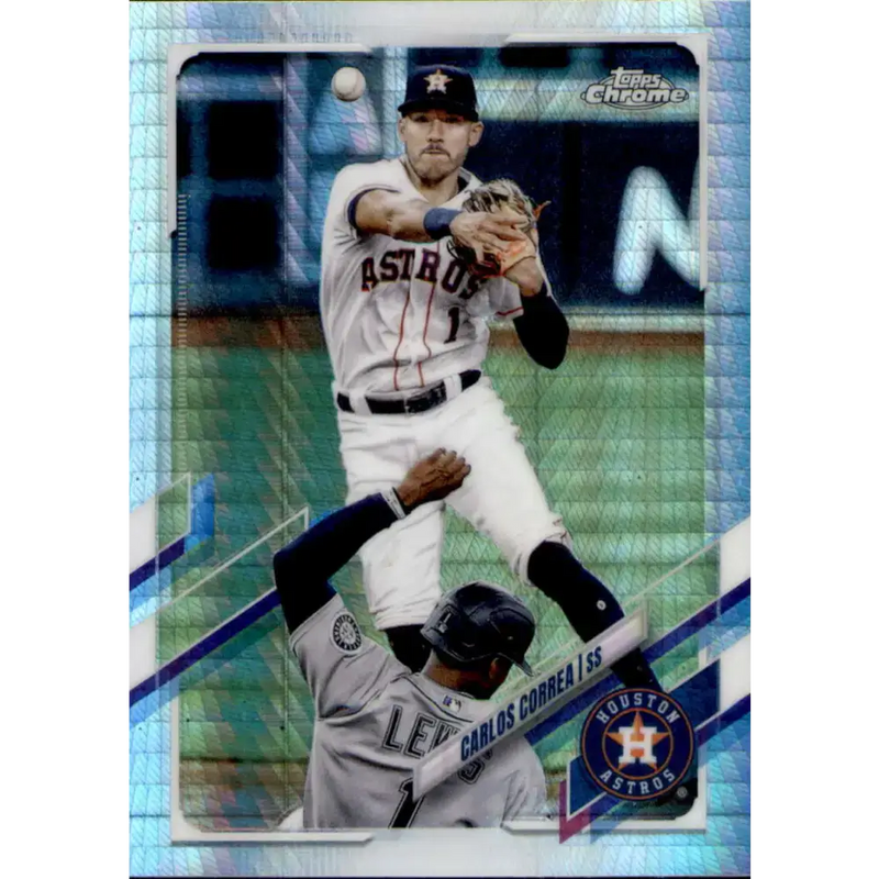 2021 Topps Chrome Refractor Prism #172 Carlos Correa NM/MT Houston Astros Baseball Card - Baseball Card Single