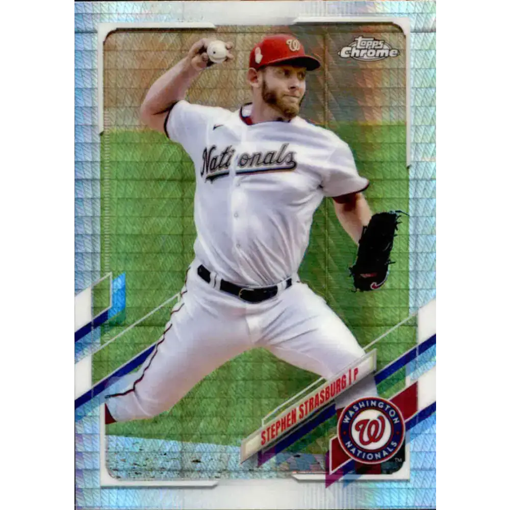 2021 Topps Chrome Refractor Prism #176 Stephen Strasburg NM/MT Washington Nationals Baseball Card - Baseball Card Single