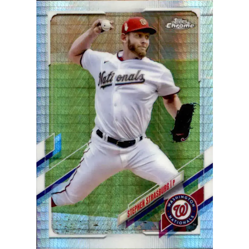 2021 Topps Chrome Refractor Prism #176 Stephen Strasburg NM/MT Washington Nationals Baseball Card - Baseball Card Single