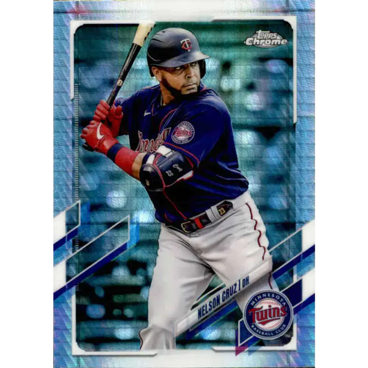 2021 Topps Chrome Refractor Prism #180 Nelson Cruz NM/MT Minnesota Twins Baseball Card - Baseball Card Single