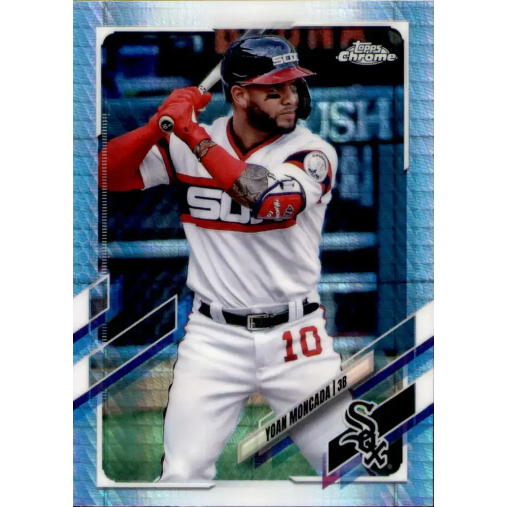 2021 Topps Chrome Refractor Prism #186 Yoan Moncada NM/MT Chicago White Sox Baseball Card - Baseball Card Single