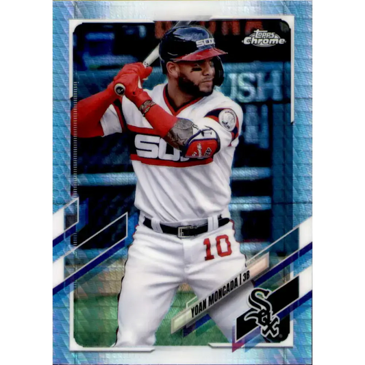 2021 Topps Chrome Refractor Prism #186 Yoan Moncada NM/MT Chicago White Sox Baseball Card - Baseball Card Single