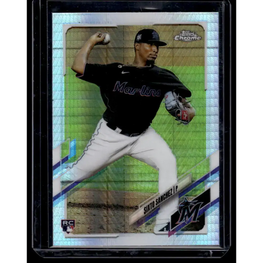 2021 Topps Chrome Refractor Prism #193 Sixto Sanchez NM/MT RC Rookie Miami Marlins Baseball Card - Baseball Card Single