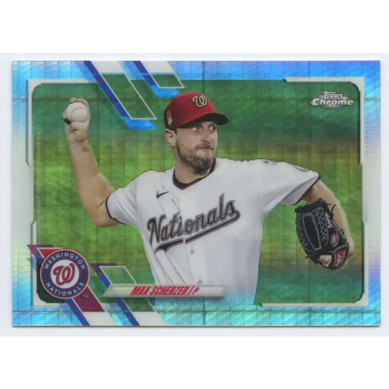 2021 Topps Chrome Refractor Prism #33 Max Scherzer NM/MT Washington Nationals Baseball Card - Baseball Card Single