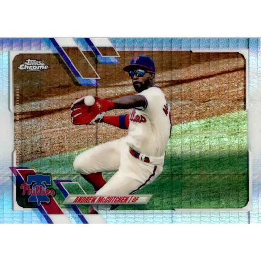 2021 Topps Chrome Refractor Prism #44 Andrew McCutchen NM/MT Philadelphia Phillies Baseball Card - Baseball Card Single