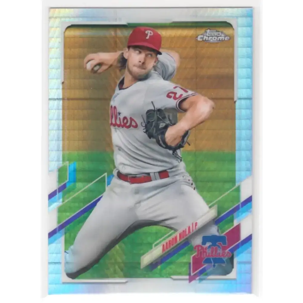 2021 Topps Chrome Refractor Prism #46 Aaron Nola NM/MT Philadelphia Phillies Baseball Card - Baseball Card Single