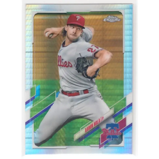 2021 Topps Chrome Refractor Prism #46 Aaron Nola NM/MT Philadelphia Phillies Baseball Card - Baseball Card Single