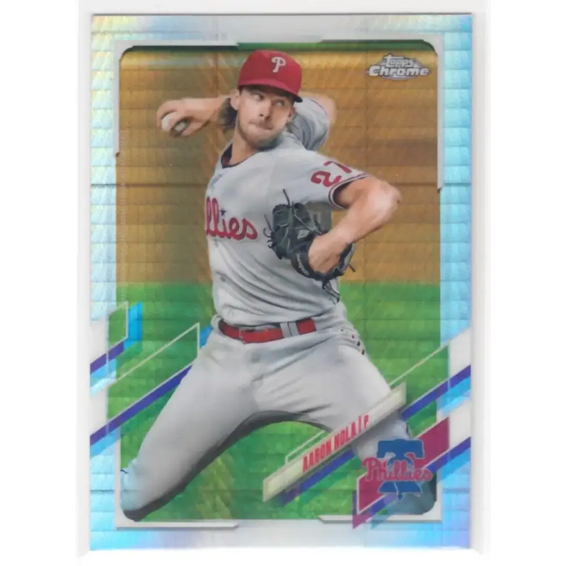 2021 Topps Chrome Refractor Prism #46 Aaron Nola NM/MT Philadelphia Phillies Baseball Card - Baseball Card Single