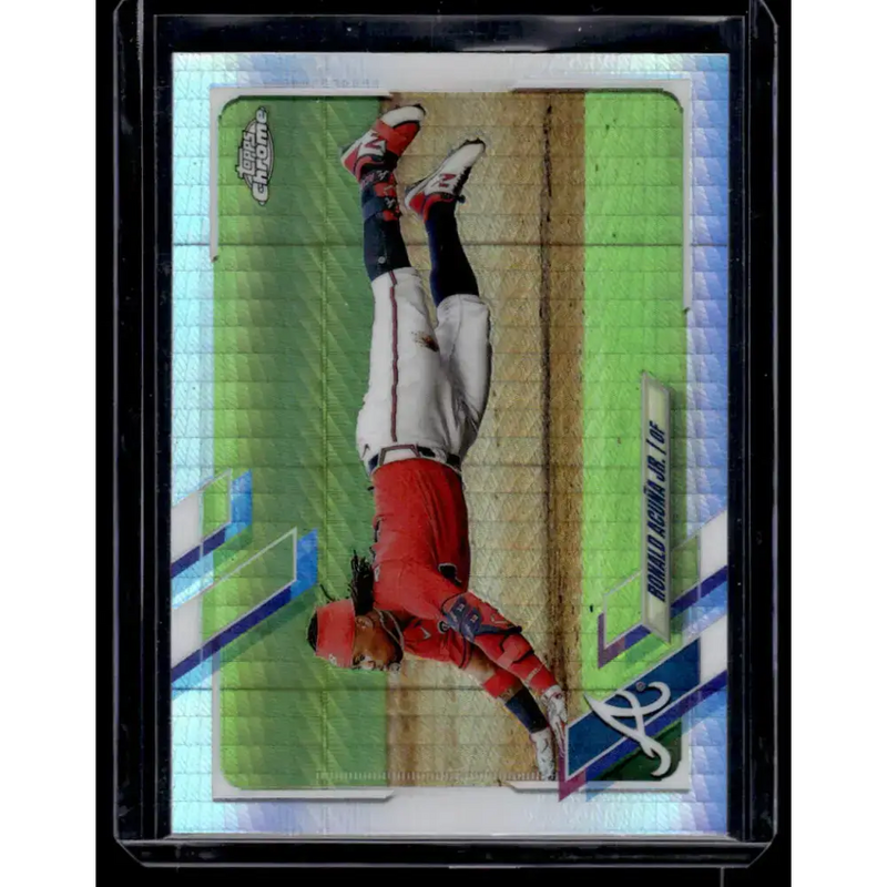 2021 Topps Chrome Refractor Prism #50 Ronald Acuna Jr. NM/MT Atlanta Braves Baseball Card - Baseball Card Single