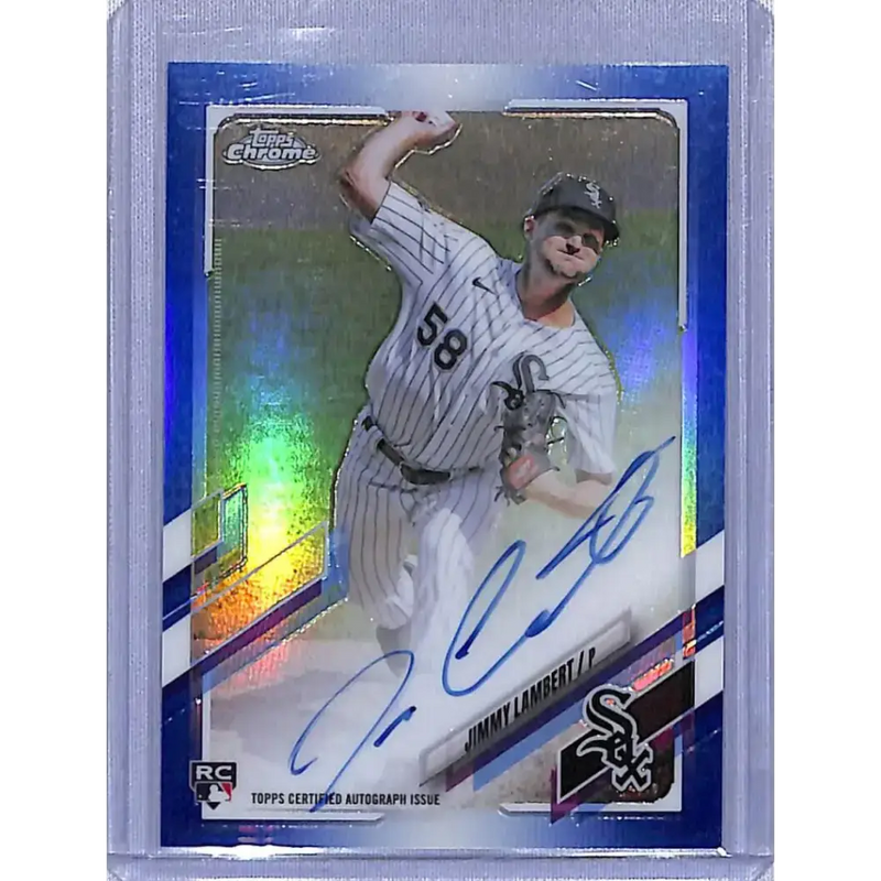 2021 Topps Chrome Rookie Autographs Refractor Blue #RA-JL Jimmy Lambert NM-MT RC Rookie Auto 104/150 - Baseball Card