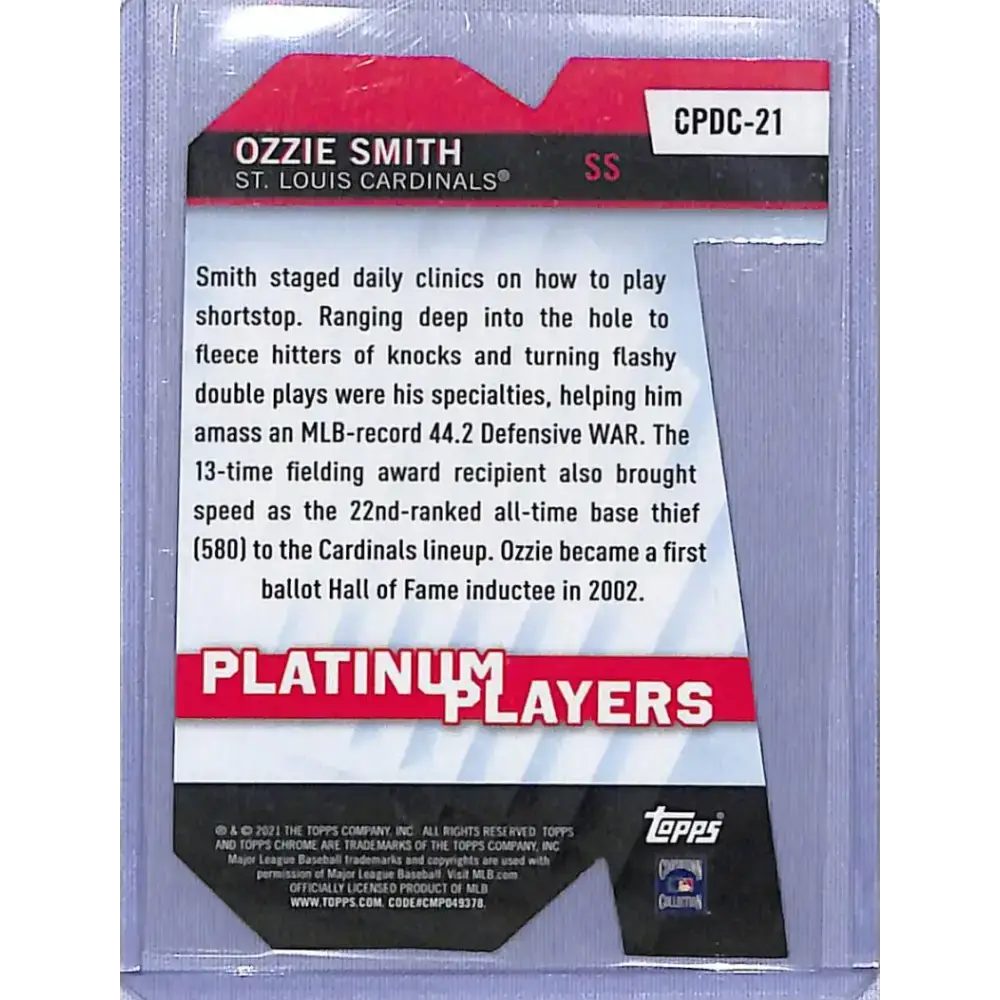 2021 Topps Chrome Update Platinum Payer Die-Cuts Refractor #CPDC-21 Ozzie Smith NM-MT - Baseball Card Single
