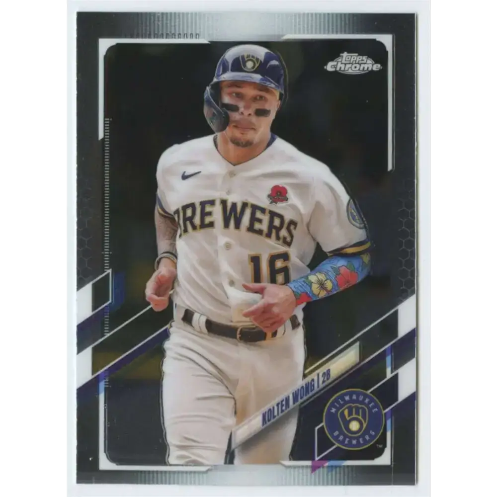 2021 Topps Chrome Update #USC55 Kolten Wong NM-MT Milwaukee Brewers Baseball Card - Baseball Card