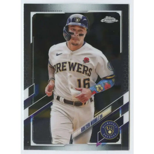2021 Topps Chrome Update #USC55 Kolten Wong NM-MT Milwaukee Brewers Baseball Card - Baseball Card