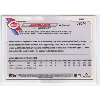 2021 Topps Chrome Update #USC74 Jonathan India NM-MT RC Rookie Cincinnati Reds Baseball Card - Trading Cards