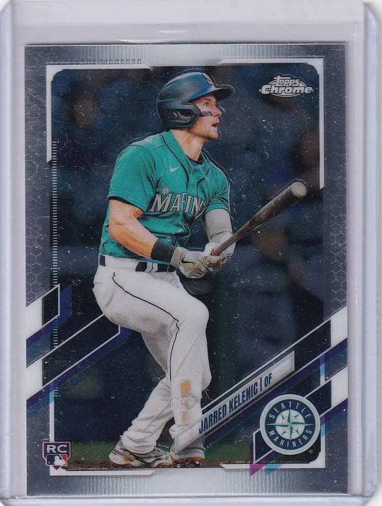 Baseball trading card of USC20 Jarred Kelenic Seattle Mariners in batting stance