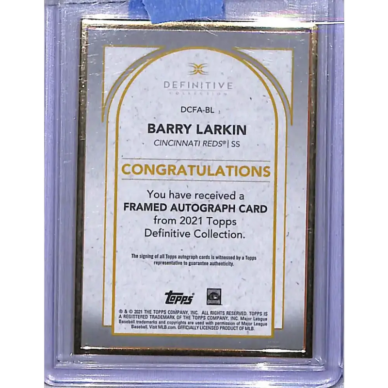 2021 Topps Definative Purple #DCFA-BL Barry Larkin NM-MT Auto 6/10 Cincinnati Reds - Baseball Card Single