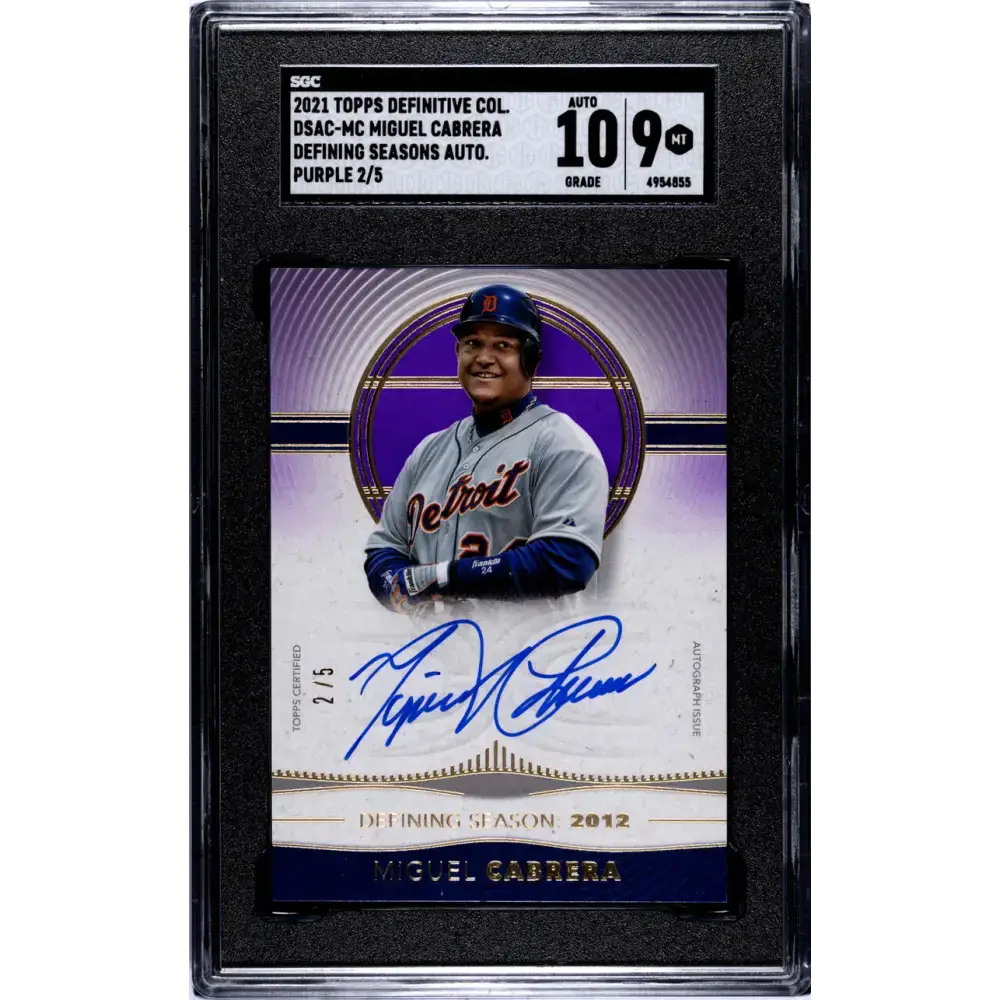 2021 Topps Definitive #DSAC-MC Miguel Cabrera SGC 9 MINT Auto 2/5 Detroit Tigers Baseball Card - Baseball Card Single