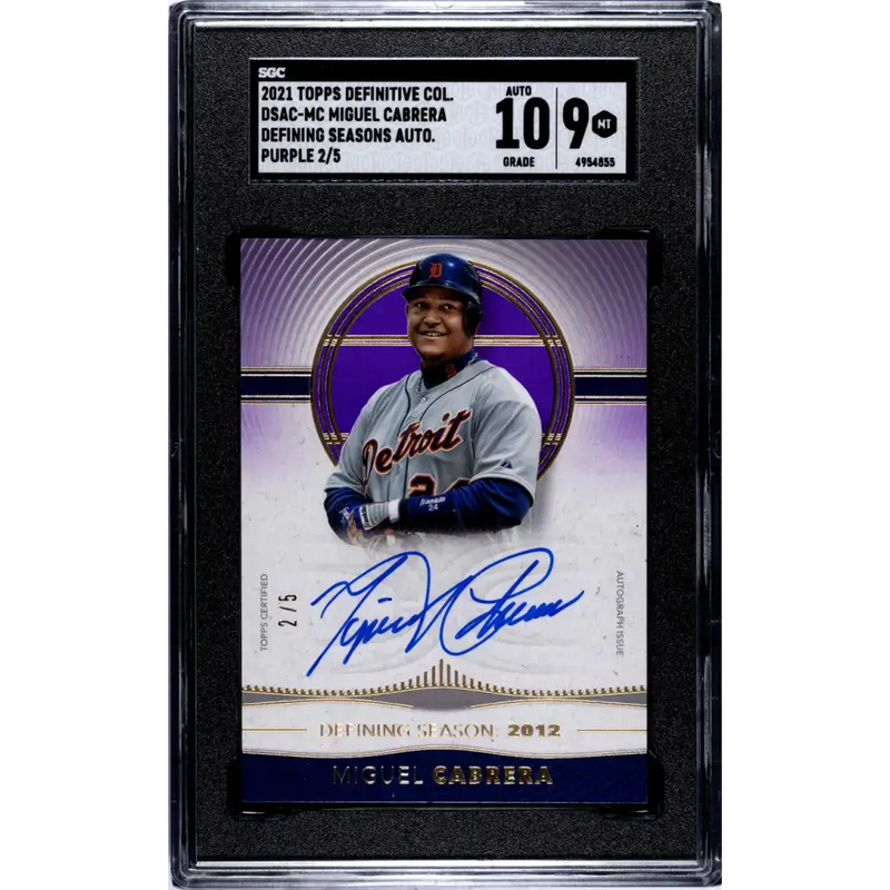2021 Topps Definitive #DSAC-MC Miguel Cabrera SGC 9 MINT Auto 2/5 Detroit Tigers Baseball Card - Baseball Card Single