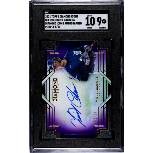2021 Topps Diamond Icons Diamond Icons Purple #DIA-MC Miguel Cabrera SGC 9 MINT Auto 5/10 Detroit Tigers Baseball Card