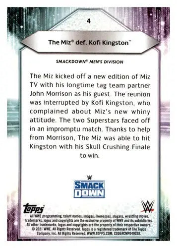 Wrestling card featuring The Miz from 2021 Topps Exclusive Bronze series with original gloss