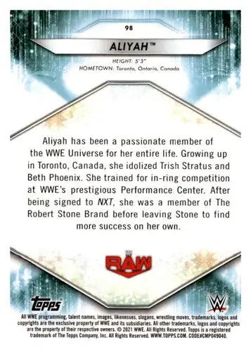 2021 Topps Exclusive Bronze #98 Aliyah NM-MT - Baseball Card Single