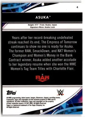 Asuka wrestling card from 2021 Topps Finest with original gloss, cards typically sell well