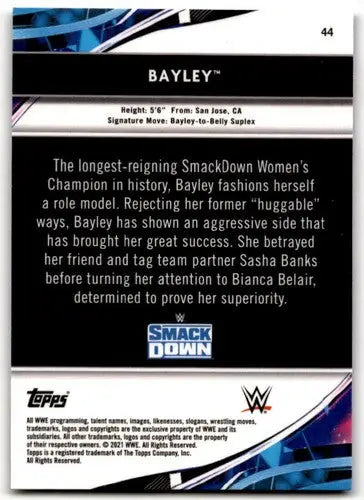 Bayley wrestling card from 2021 Topps Finest with original gloss, NM-MT condition