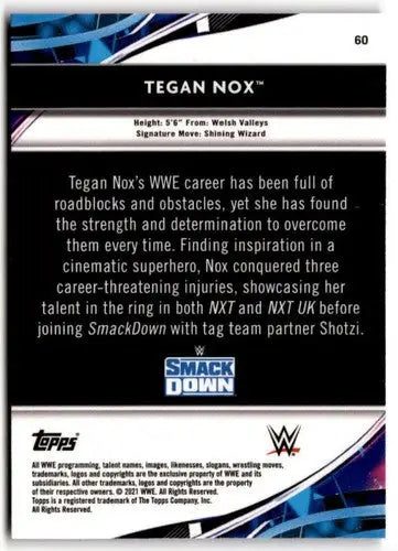 2021 Topps Finest Tegan Nox wrestling card with original gloss from Simply Sandoval, cards typically sell