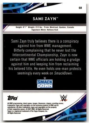2021 Topps Finest Sami Zayn wrestling card with original gloss sports cards collectible