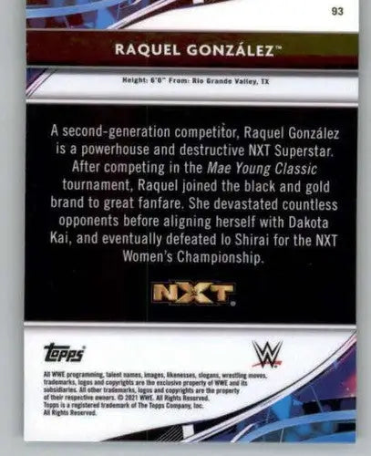 Original gloss 2021 Topps Finest Raquel Gonzalez wrestling card NM-MT