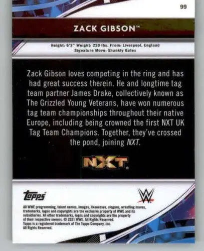 2021 Topps Finest Zack Gibson original gloss wrestling card NM-MT ID 42503