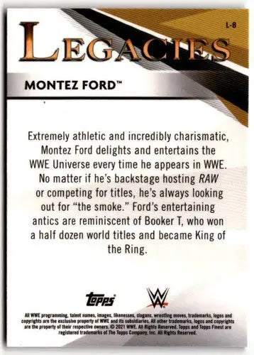 Original gloss Montez Ford wrestling card from 2021 Topps Finest Legacies Refractor