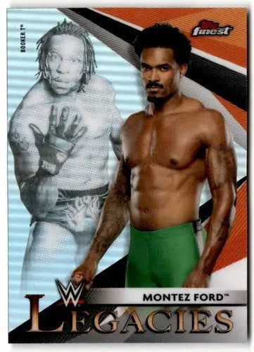 Montez Ford wrestling card from 2021 Topps Finest Legacies Refractor with original gloss