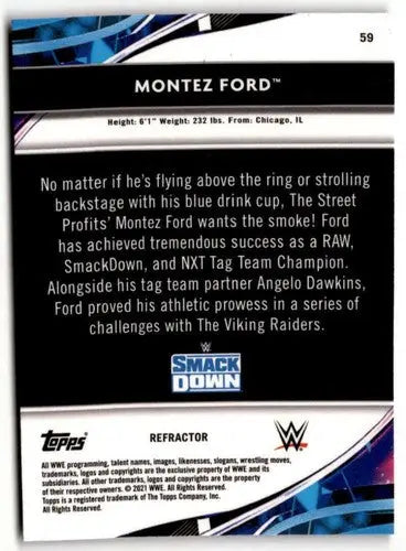 Montez Ford wrestling card from 2021 Topps Finest Refractor with original gloss flavor