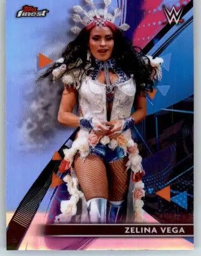Zelina Vega wrestling card from 2021 Topps Finest Refractor series featuring original gloss