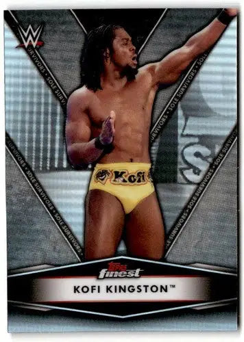 Kofi Kingston wrestling card from 2021 Topps Finest Sole Survivors Refractor