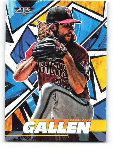 Baseball trading card of Zac Gallen in maroon uniform from 2021 Topps Fire NM-MT