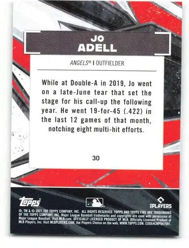 2021 Topps Fire #30 Jo Adell NM-MT RC Rookie Angels ID:45106 - Baseball Card Single