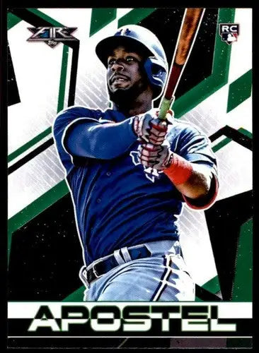 Baseball trading card of Sherten Apostel in blue uniform, original gloss, NM-MT rookie