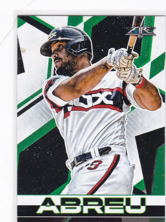 Jose Abreu swinging a bat in white uniform for Chicago White Sox 2021 Topps Fire Card
