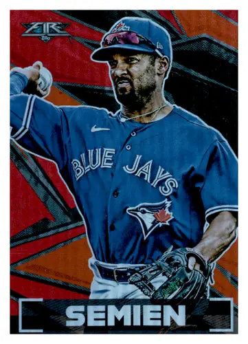 Baseball card featuring Marcus Semien with original gloss, 2021 Topps Fire Flame NM-MT Blue Jays