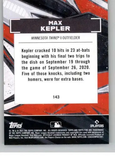2021 Topps Fire Gold Minted #143 Max Kepler NM-MT Twins ID:44761 - Baseball Card Single